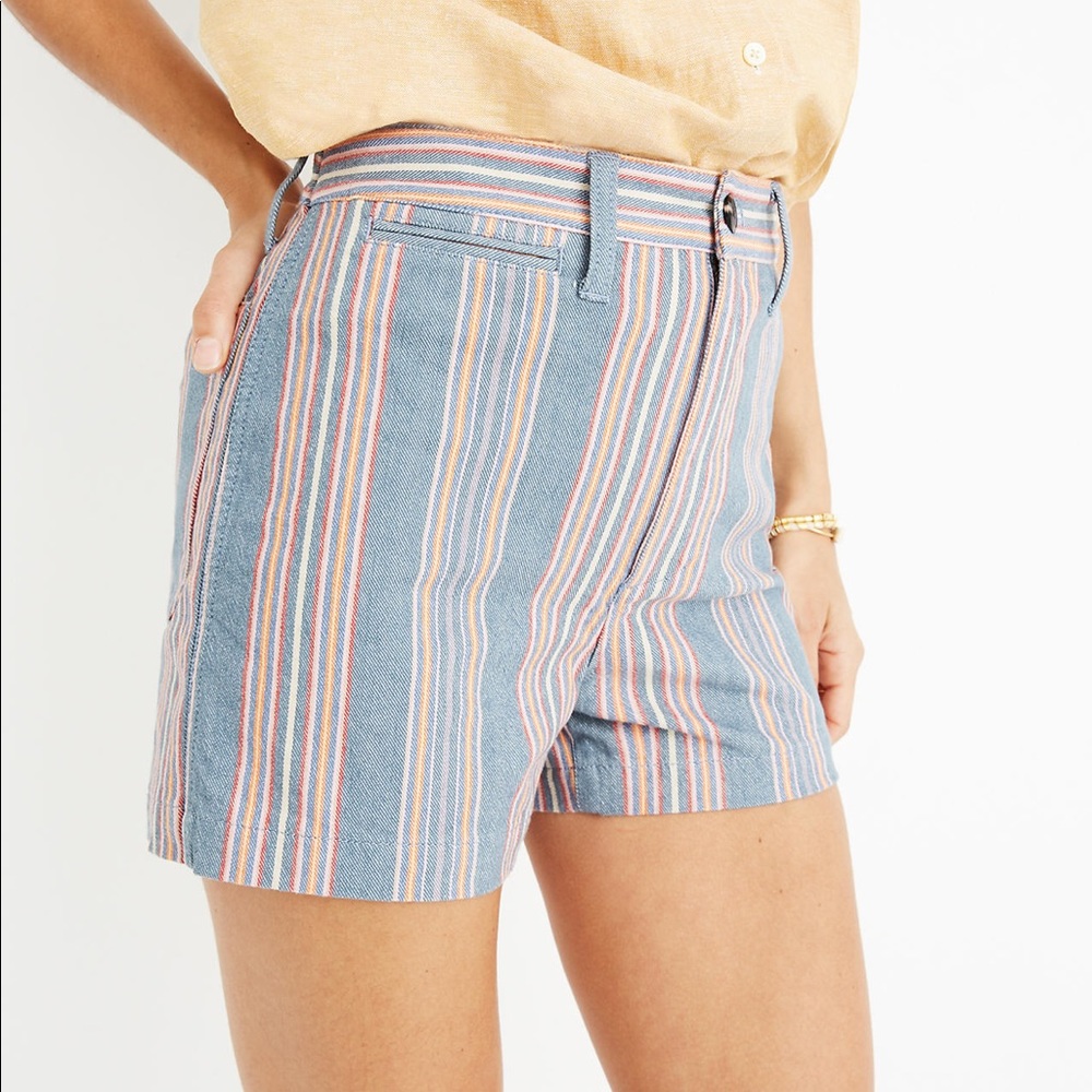 NWT Madewell | Emmett Denim Short | Rainbow Stripe